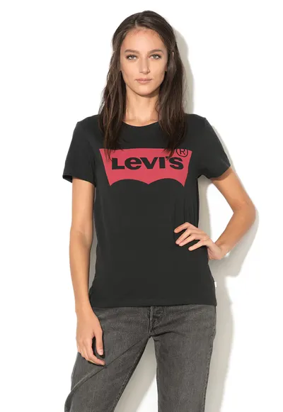 Tricou de bumbac cu logo - Negru