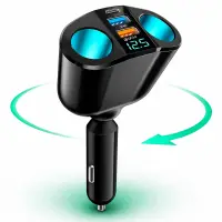 Adaptor priza auto multiplicator 120 W Timebox, 2x soclu auto, 2 x USB, Negru - Default Title