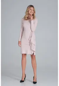 Rochie roz - viscoza - cu fanta si volan
