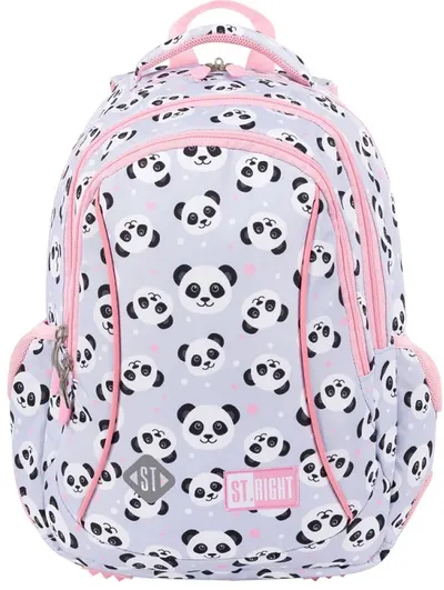 Ghiozdan școlar St. Right Grey Panda - Cu 1 compartimente