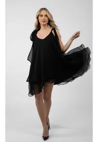 Rochie mini cu esarfe - Negru