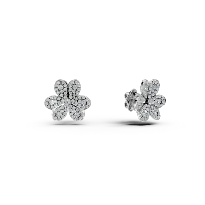 Cercei florali din aur alb cu diamante de 1.4ct