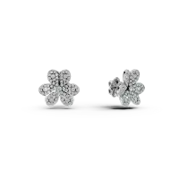 Cercei florali din aur alb cu diamante de 1.4ct