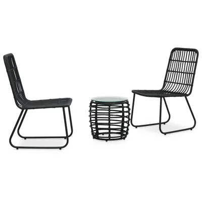Gossi set mobilier de bistro, 3 piese, negru, poliratan
