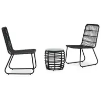 Gossi set mobilier de bistro, 3 piese, negru, poliratan