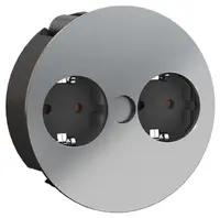Contact pentru încorporare Bachmann - TWIST, 2x Schuko, 2 m, crom