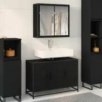 vidaXL Set de mobilier pentru baie 2 buc. Stejar Negru 90 x 33 x 60 cm
