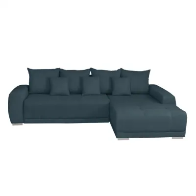 Coltar MARIBO L extensibil, cu arcuri si lada depozitare, colt dreapta, albastru, 282x205x92 cm