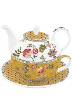 Set pentru ceai 3 piese portelan. Ceainic: Magie d'Orient. Galben