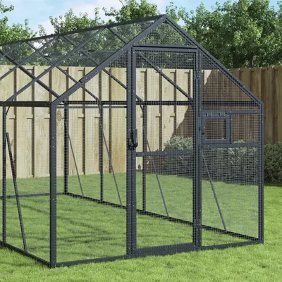 vidaXL Volieră de păsări, antracit, 1,79x4x1,85 m, aluminiu