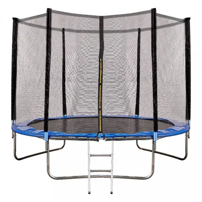 Trambulina pentru copii, Ikonka, intrare cu fermoar si scara inclusa, cu plasa de protectie inalta 183 cm, diametru 305 cm, capacitatea maxima 150 kg