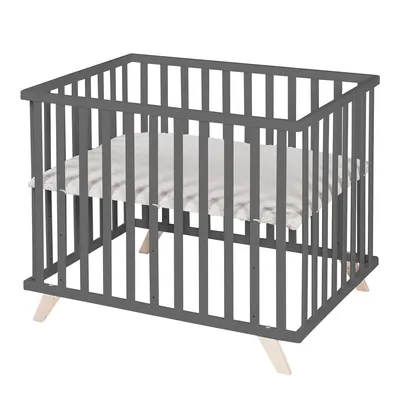 Țarc pentru copii gri închis din lemn masiv de fag 75x100 cm Lil Planet – Roba
