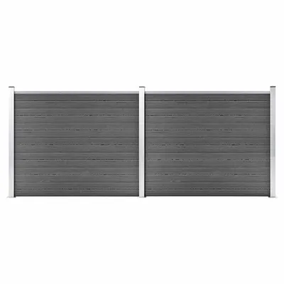 vidaXL Set panouri gard, 353x146 cm, negru, WPC