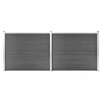 vidaXL Set panouri gard, 353x146 cm, negru, WPC