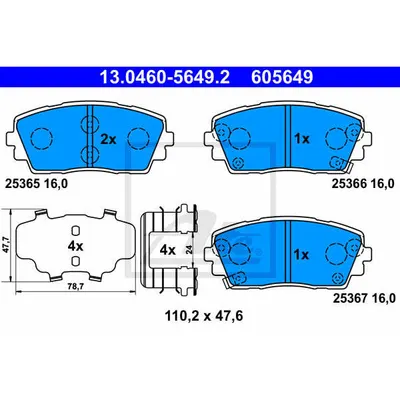 Set placute frana, frana disc ATE 13.0460-5649.2