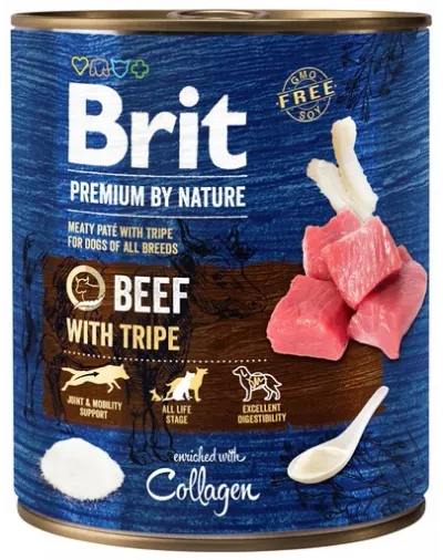 Hrana umeda pentru caini Brit Premium, Beef With Tripes 800g