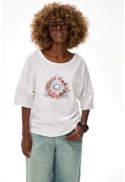 Bluza Baxi din bumbac cu maneci cazute