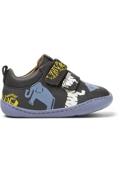 Pantofi din piele cu inchidere velcro Peu Cami - Gri/Albastru