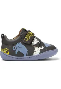 Pantofi din piele cu inchidere velcro Peu Cami - Gri/Albastru