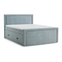 Pat boxspring albastru deschis cu spațiu de depozitare 180x200 cm Fresco – Maison de Rêve