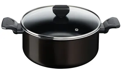 Oală cu capac Tefal - Simply Clean B5674653, 24 cm, negru
