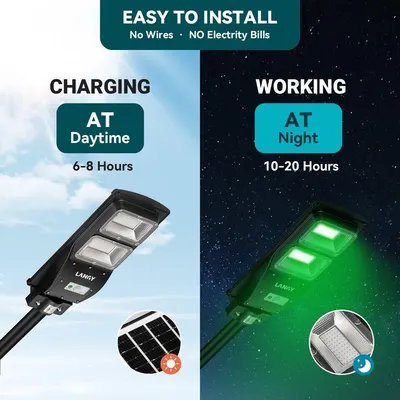 Lampa solara cu lumina verde, 6000 lumeni, LED, nedetectabila de catre animale