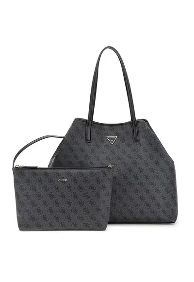 Geanta shopper cu imprimeu logo Erica - Negru