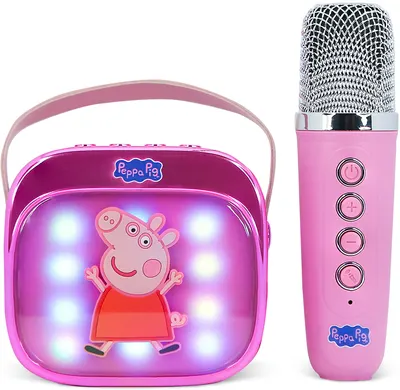 Boxa portabila OTL Technologies - Peppa Pig PopSing Karaoke Speaker &amp; Microphone, roz