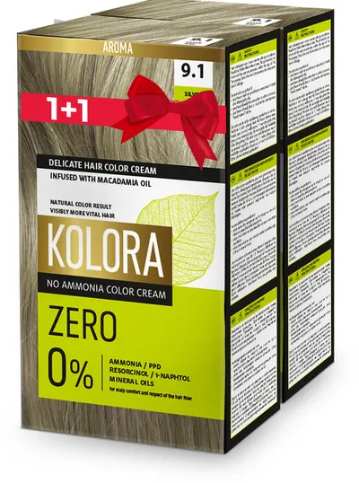 Kolora Zero Vopsea de păr, 9.1 Cenușă argintie, 2 buc