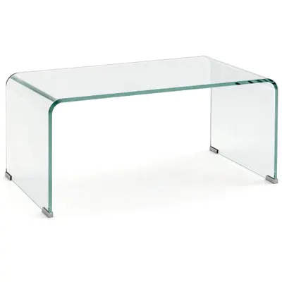 HOMCOM Măsuță din Sticlă Temperată Modernă pentru Living cu Design Monobloc, 80 x 45 x 35 cm, Transparent | Aosom Romania