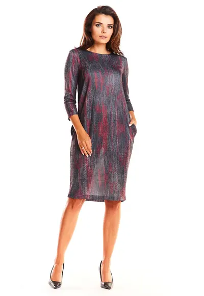 Rochie dama Poliester - M189 - Rosu/Negru