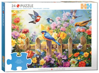 Puzzle Eurographics din 24 XXL piese - Păsări jucăușe de grădină