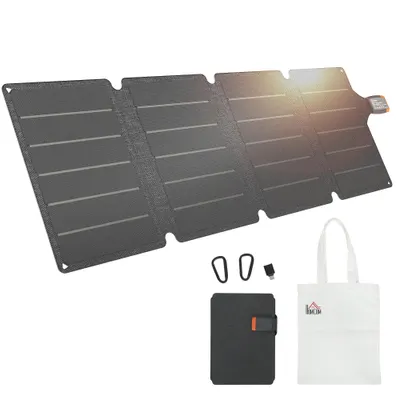 Încărcător solar pliabil HOMCOM 36W IP67 Tip C în ETFE Gri