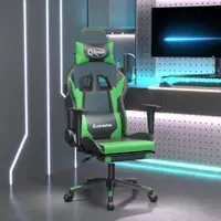 Gossi scaun gaming de masaj/suport picioare, negru/verde, piele eco