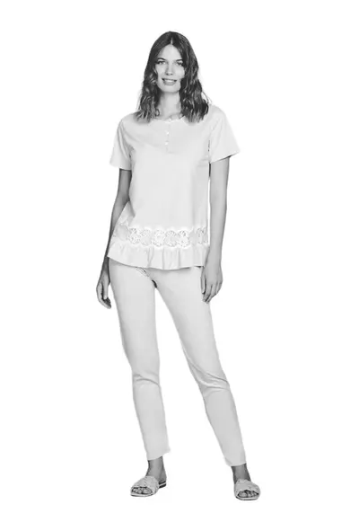 Pijamale dama maneci scurte 8728 - Alb
