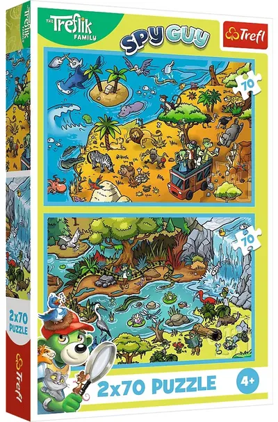 Puzzle pentru copii Trefl din 2 x 70 piese- Treflix în Regatul Animalelor