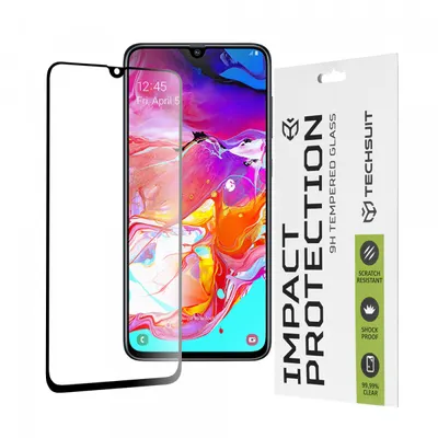 Folie de protectie Ecran Techsuit pentru Samsung Galaxy A70s A707 / A90 5G A908 / A70 A705, Sticla Securizata, Full Glue, 111D, Neagra