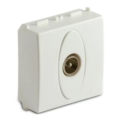 Priza TV coaxiala IEC, 2 module, tata, alba