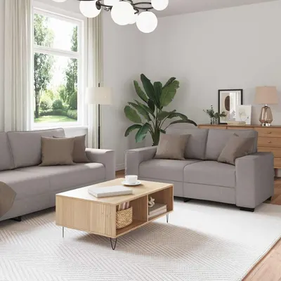 Gossi set de canapea cu perne, 2 piese, gri taupe, material textil