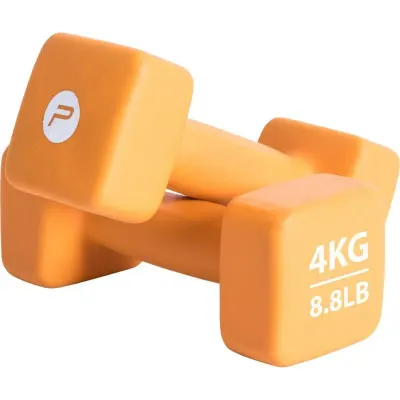 Set 2 gantere neopren Pure 2 Improve 4kg, maner ergonomic, galben