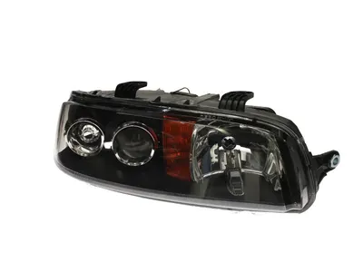 Far Dreapta (halogen, 2*H1, electric, fara motoras, culoare insertie: negru, culoare semnalizator: galben) potrivit FIAT PUNTO, PUNTO EVO/HATCHBACK