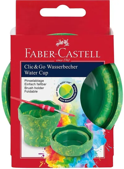 Cană pliabilă pentru pictură Faber-Castell Clic & Go - Marmură verde