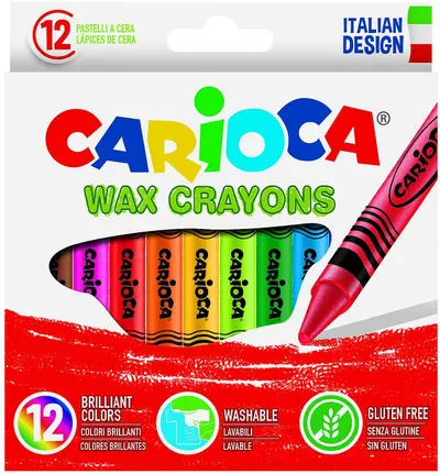 Set pasteluri lavabile Carioca - Wax crayons, 12 culori