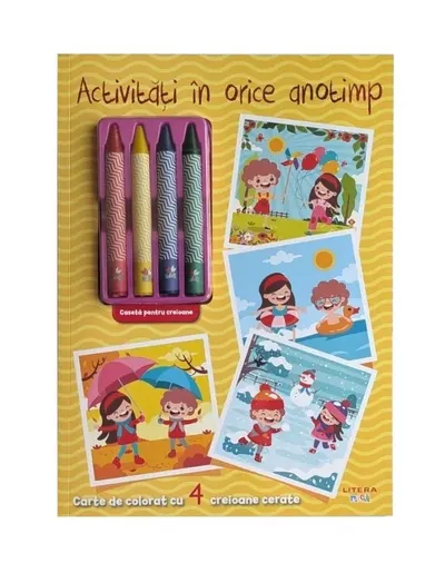 Activitati in orice anotimp. Carte de colorat cu 4 creioane cerate