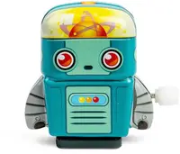 Mini robot metalic Bigjigs - Cu mecanism de învârtire, albastru-verde