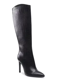 Cizme dama - piele ecologica - stiletto - negru - Negru