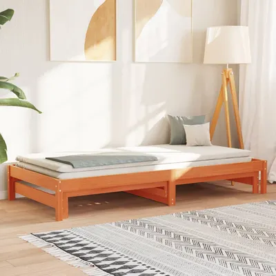 vidaXL Pat de zi cu extensie, maro ceruit, 90x190cm, lemn masiv de pin