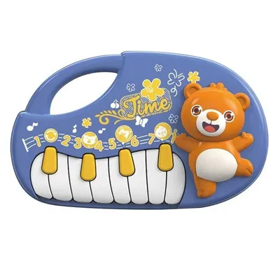 Pian pentru bebeluși Raya Toys – Ursuleț, 12 clape, albastru