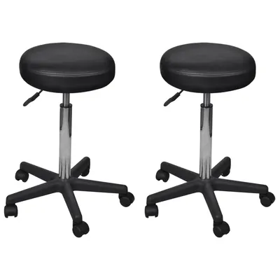 vidaXL Taburete de birou, 2 buc., negru, 35,5x84 cm, piele ecologică