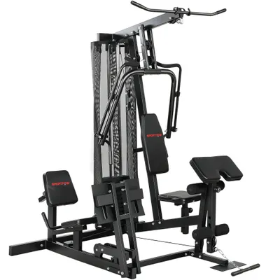SPORTNOW Stație de forță Fitness cu bară lat Butterfly, 65kg greutăți, cablu, până la 120kg | Aosom Romania